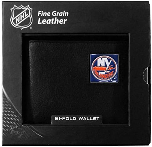 Кожен портфейл NHL New York Islanders, Сгънат на две, Опаковани в Подарък една кутия, Черен
