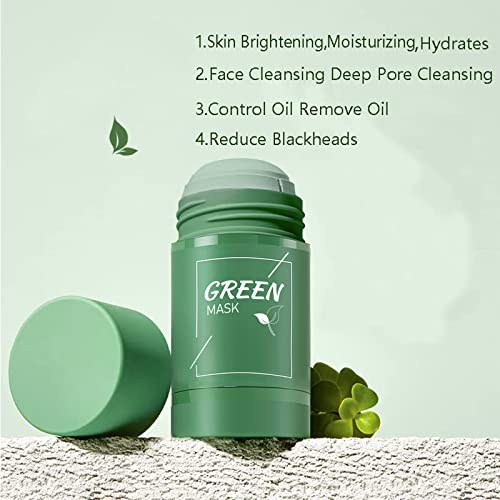 EYLINK 2 опаковки Очищающей глинени маски-стик от Зелен чай, Почистваща маска от зелен чай за премахване на черни точки, Овлажнява лицето, Контролира съдържанието на мазнини, Дълбоко Почиства Порите за всички типове