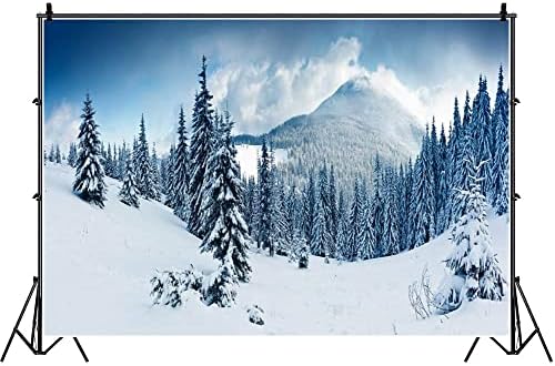 Laeacco 5x3 крака на Фона на Зимната Страна на Чудесата Сняг Студен Фон Пейзаж на Заснежени Планини Коледно Новогодишната Фон Заснеженный Борова Гора Студените Дървета
